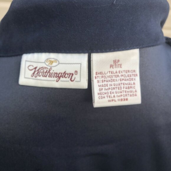 Vintage Worthington Womens Faux Suede Navy Blazer Moleskin Jacket Career Sz 16P - Picture 6 of 8